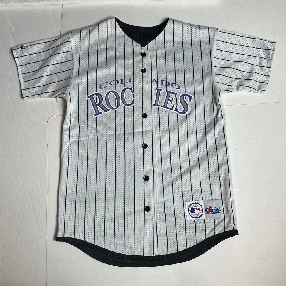 Majestic Vintage Colorado Rockies Reversible Baseball Jersey Youth Large - Picture 9 of 12